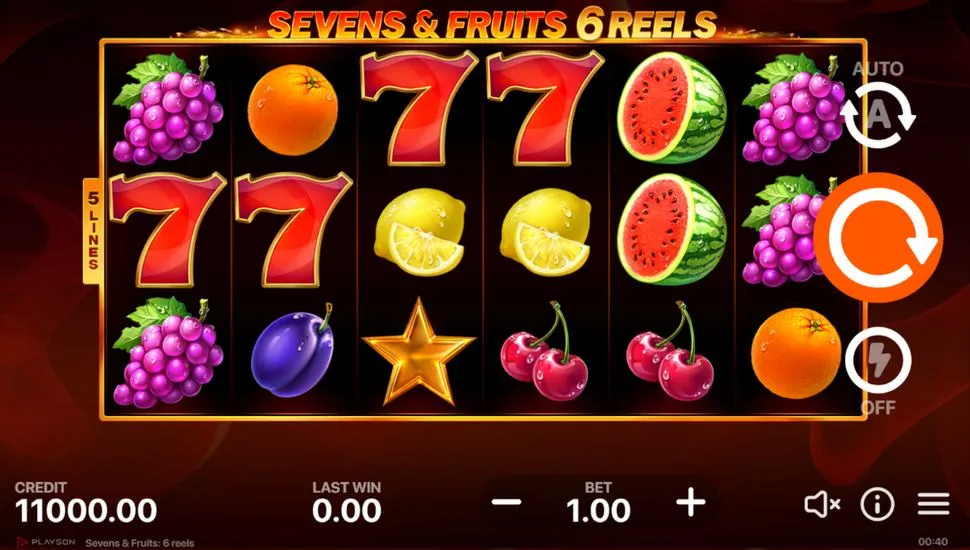 Hraj zadarmo Sevens and Fruits: 6 Reels