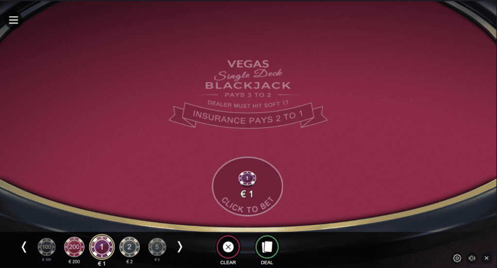 Hraj zadarmo Vegas Single Deck Blackjack