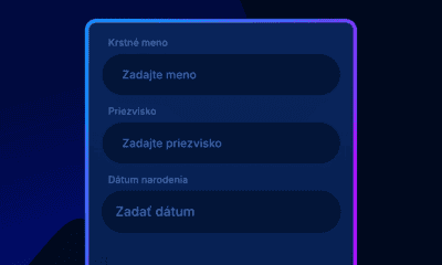 Vyplnenie osobných informácii